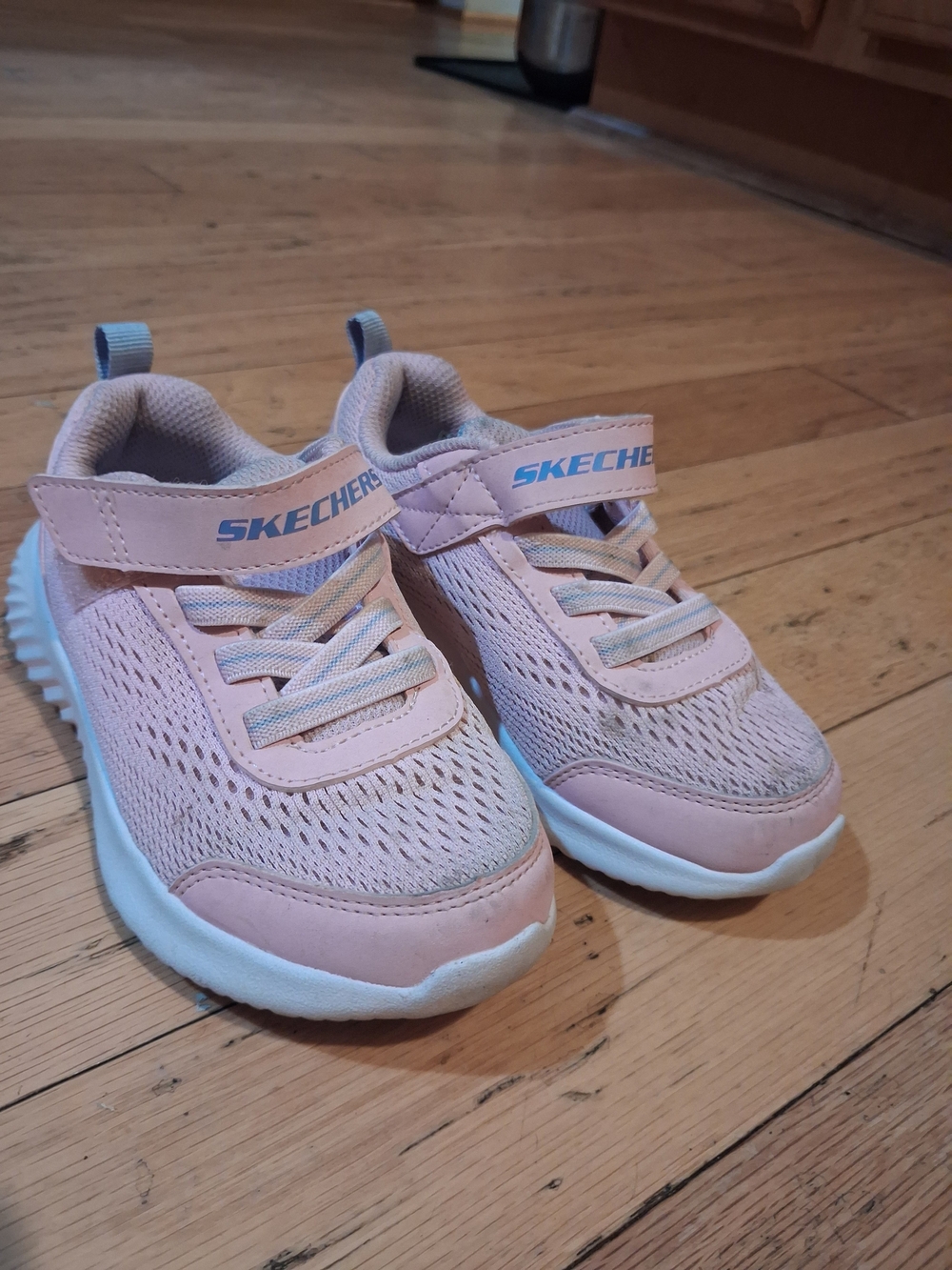 Skechers Girls Pink Mesh Hook-and-Loop Sneakers